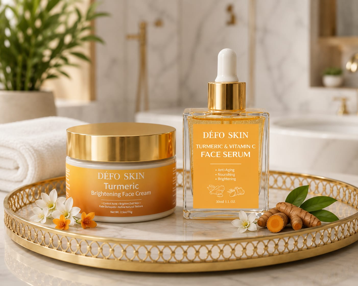 ENSEMBLES Crème Éclaircissante pour le Visage au Curcuma PLUS Sérum pour le Visage au Curcuma